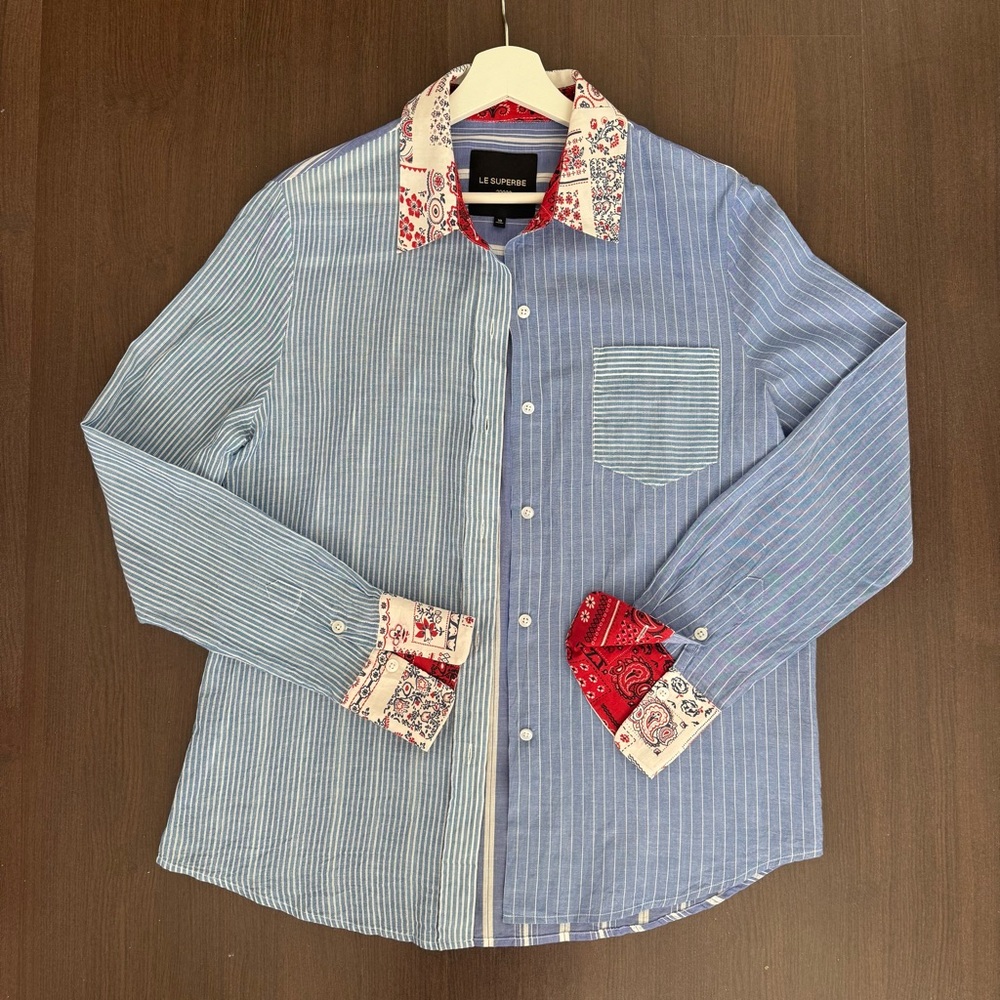 Le Superbe Blue Striped 100% cotton Shirt